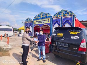 Pos Penyekatan & Pos Pam Lebaran 1442 H dengan Peniadaan Mudik Oleh Sat Lantas Polres Rohil di Perbatasan Sumut- Riau.