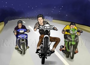 Aksi Balap Liar dengan Knalpot Brong Marak Di Simpang Kedondong, Kasatlantas Himbau Orang Tua dan Guru