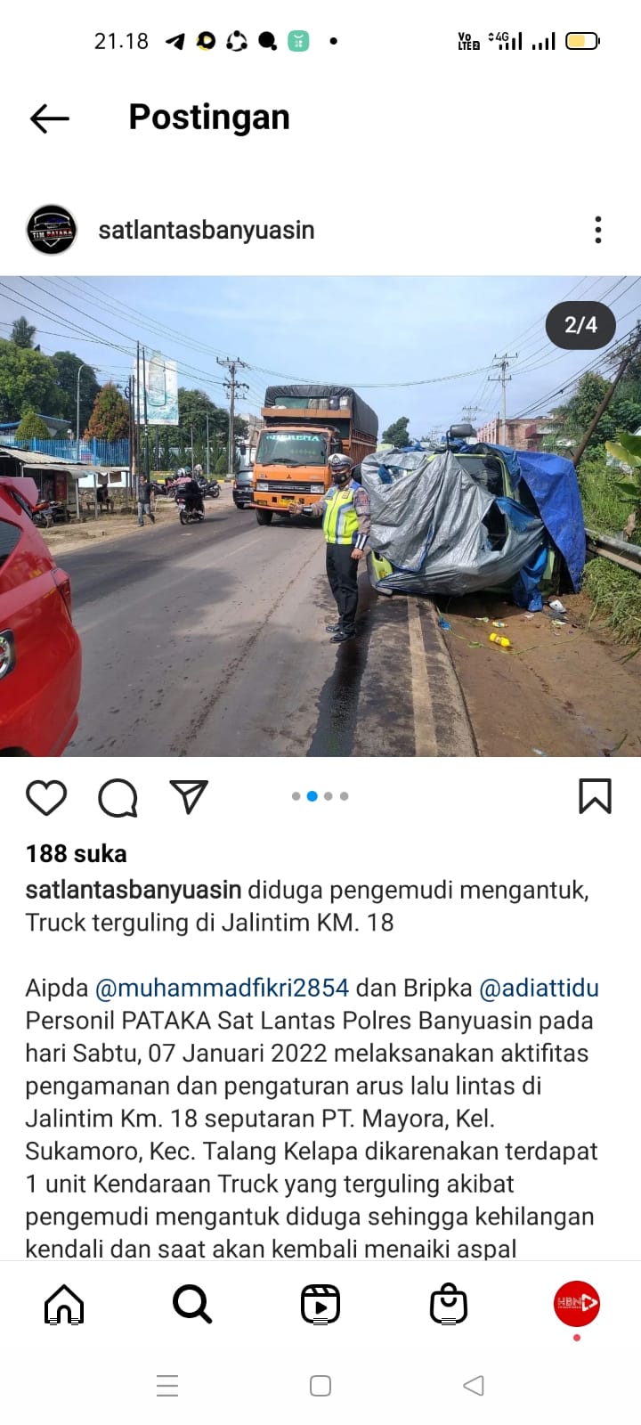 Truk Tanpa Nopol yang Terguling Bawa BBM, Kasatlantas Polres Banyuasin Berikan Keterangan Tak Sinkron