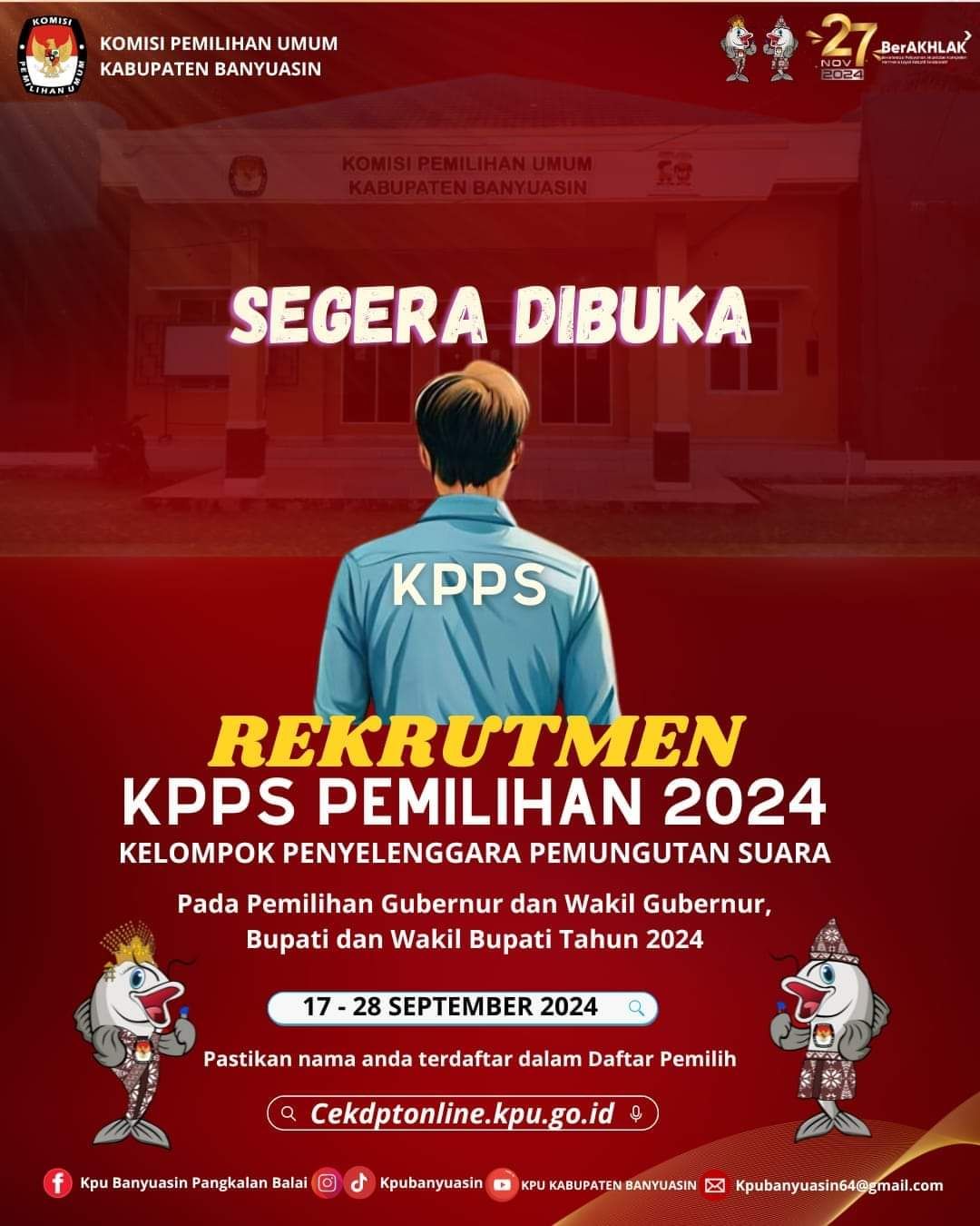 KPU Banyuasin Buka Pendaftaran KPPS