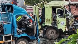 Tabrakan Dua Truk di Lintas Timur Banyuasin, Dua Orang Alami Luka Ringan