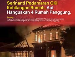 4 Rumah Panggung Hangus, 7 KK Kehilangan Tempat Tinggal di Desa Serinanti OKI