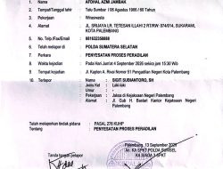 Babak Baru Kasus Irza Prasetya: Kuasa Hukum Afdhal Azmi Jambak Lapor JPU Sigit Subiantoro ke SPK Polda Sumsel